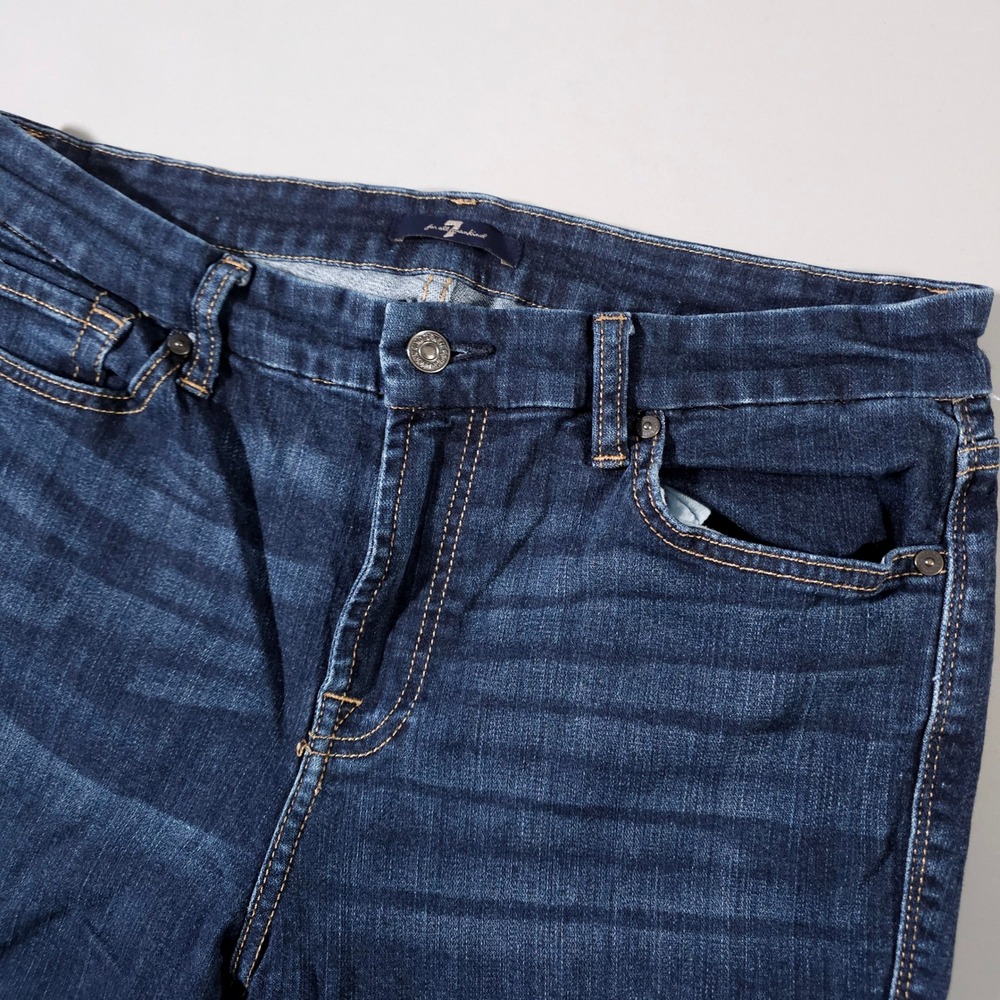 7 For All Mankind Jeans Womens 32 Blue Flare‎ Mid Rise Indigo Stretch Denim